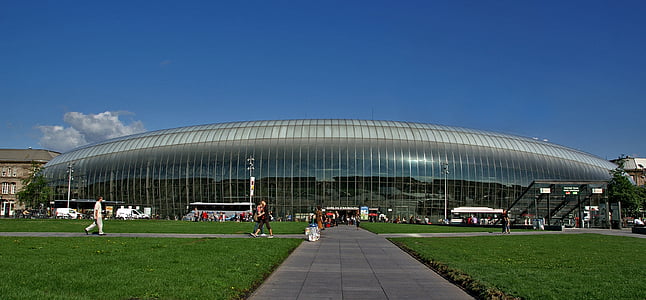 Strasbūrā, Francija, dzelzceļa stacija, stikla bauwerk, Elzasa, arhitektūra, stadions