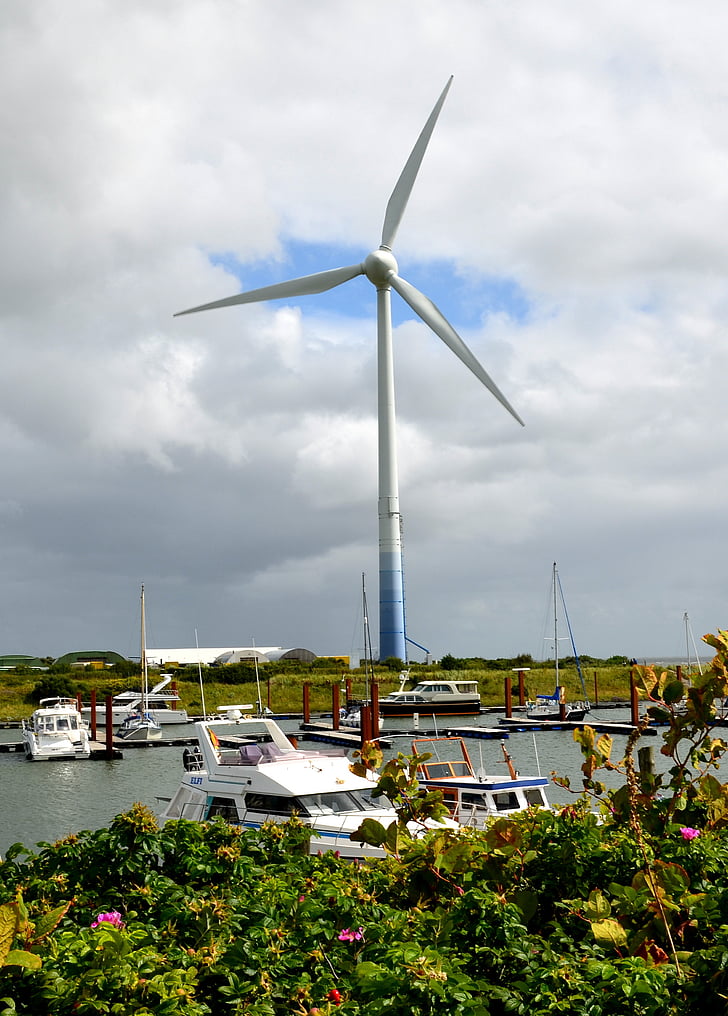 Pinwheel, vēja enerģija, Borkum harbor, turbīna, Vēja turbīna, vide, ģenerators