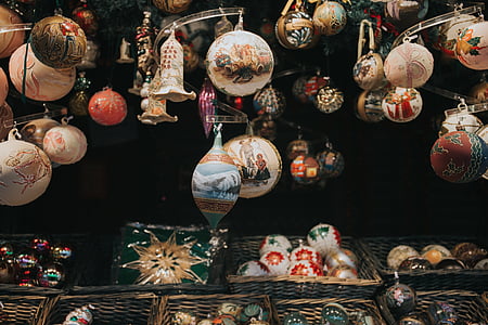Ассорти, мяч, декорации, Рождество, орнамент, Корзина, Декор