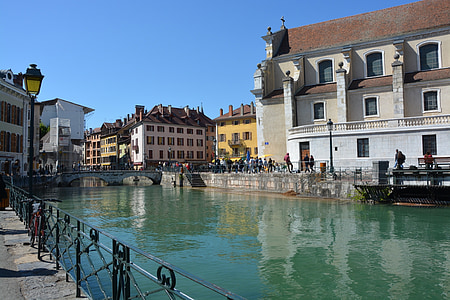 Annecy, staden, skönhet, vatten, floden, turism, hus