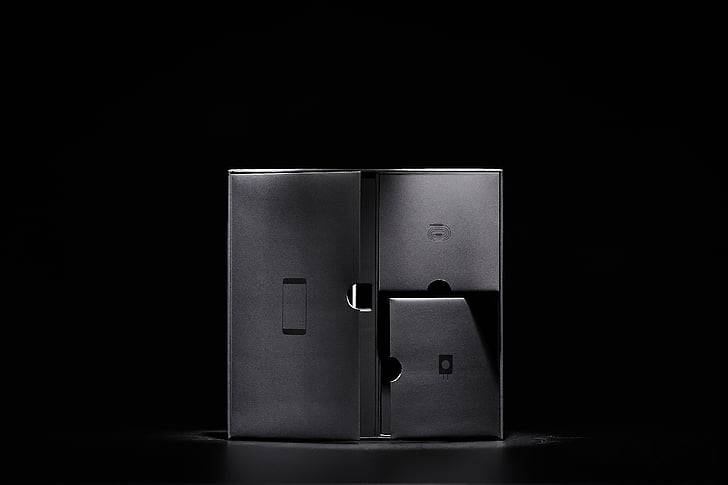 android phone, art, black-and-white, box, dark, design, empty