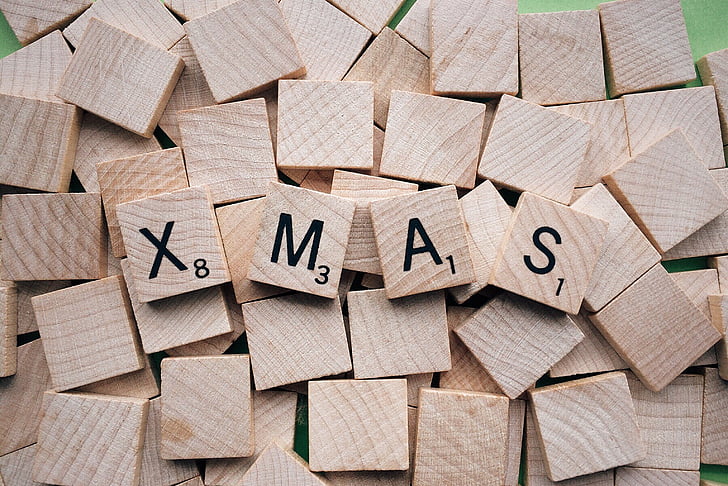Nadal, lletres de la paraula, vacances, Nadal, fusta - material, l'abundància, gran grup d'objectes