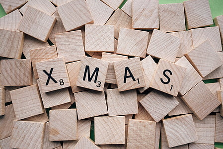 Xmas, sõna tähed, Holiday, jõulud, puit - materjal, arvukus, suur hulk objekte