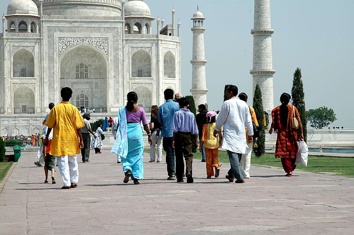 India, Taj-mahal, edificio, personal, indios