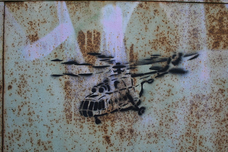 mi-8, helicopter, graffiti