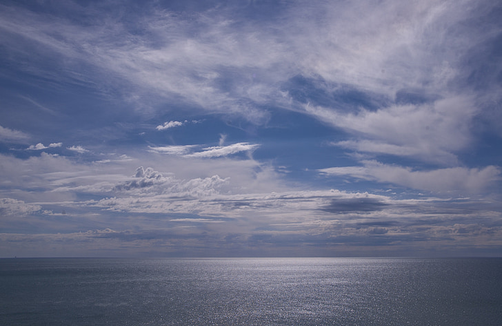 seascape, clouds sky, ocean, blue, water, horizon, sea