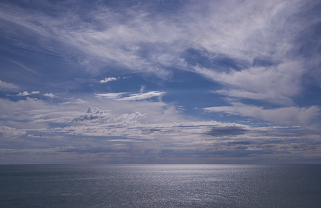 marí, cel de núvols, oceà, blau, l'aigua, horitzó, Mar