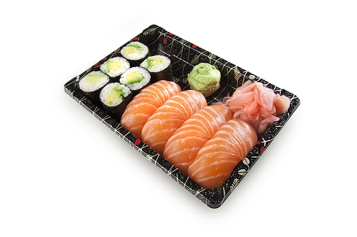 Sushi, instellen, nigiri, Maki, vis, RAW, zalm