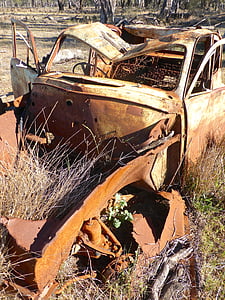 残骸, 被遗弃, 生锈, 车辆, 风化, 破碎, 汽车
