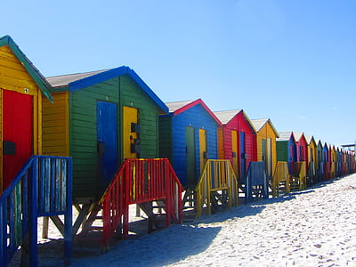 Kapské mesto, Beach, chaty, farebné, letné