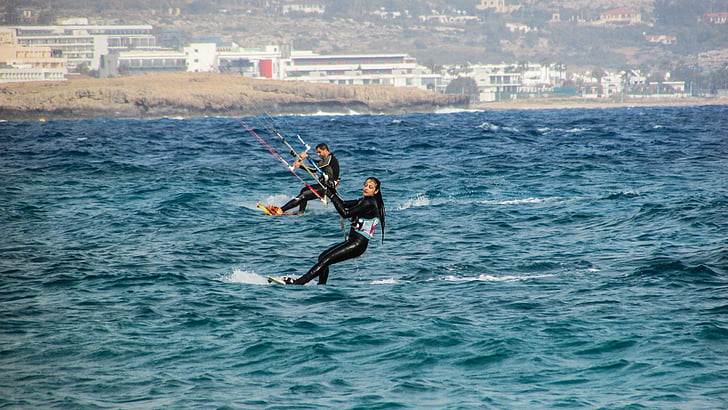 kite surfe, Extreme, sport, surfing, sjøen, stranden, aktivitet