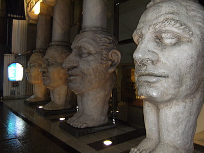 skulptura, lica, različite, velika, čudno, kip, kamena