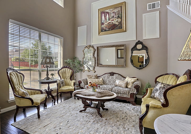 living room, style, antique, chic, vintage, retro, design