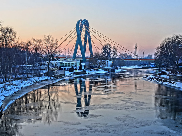 mostu univerze, Bydgoszcz, Poljska, reka, kanal, prehod, struktura