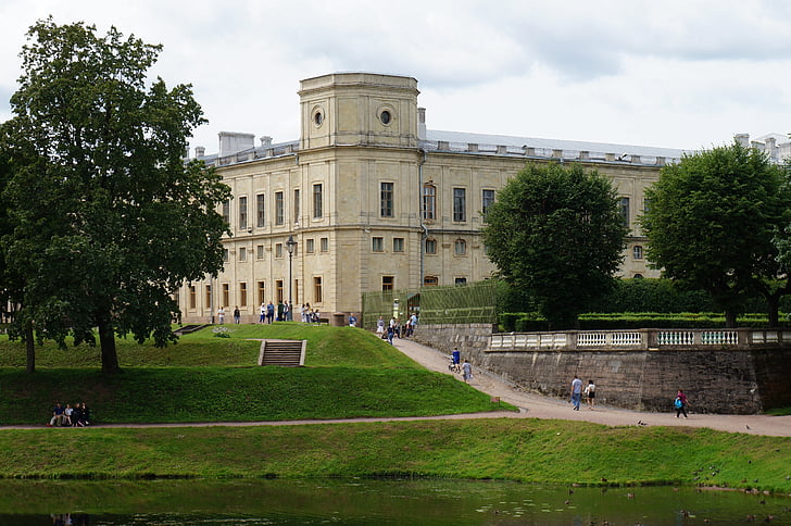 great gatchina palace, landscape, gatchina, nature, russia, park, the façade of the