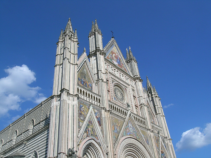 Umbrien, Orvieto, Italien, Duomo, facade, arkitektur, kunst
