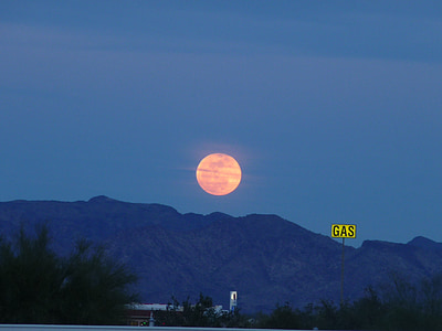 polna luna, Harvest moon, quartzsite, Arizona, polno, Astronomija, lunarni