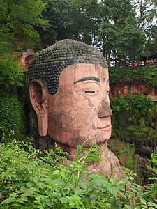 tête de Bouddha, Leshan, Chengdu, Chine, Temple