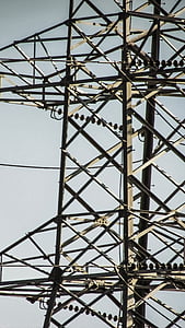 högspänning, pylon, elektricitet, tornet, makt, energi, elektriska