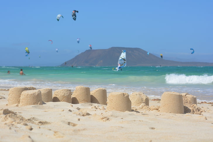 пясъчен замък, празник, природата, море, вълни, изглед, Isla de lobos