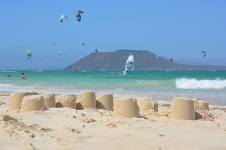 Κάστρο της άμμου, Ενοικιαζόμενα, φύση, στη θάλασσα, κύματα, Προβολή, Isla de lobos