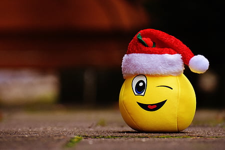 Giáng sinh, cười, Buồn cười, cười, Wink, Santa hat