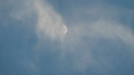 nebo, mjesec, oblaci, večernje nebo, nebo plavo