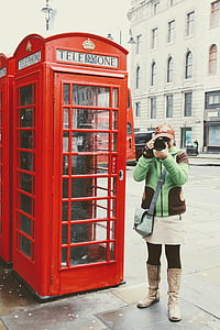 런던, telefonhäusschen, 전화, 약국, 레드, 사진 관광, 사진 작가
