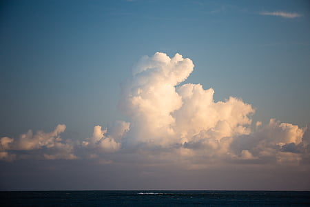 biela, oblaky, more, Ocean, vody, Horizon, Cloud