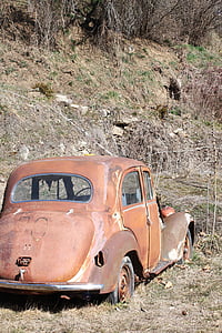 vieille voiture, Alpes, France, nature, paysage