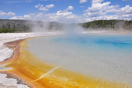 yellowstone, thermal, hot springs, nature, wyoming, landscape, geology