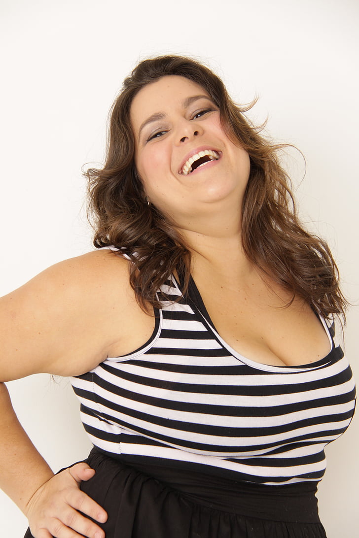 kvinde, fedt, plus størrelse, portugisisk, model, smil, glæde