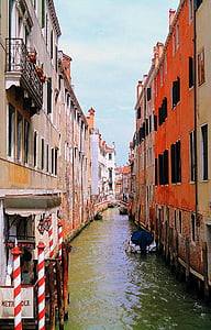 Venècia, canal, cases, antigues cases, ciutat, Itàlia, carrer