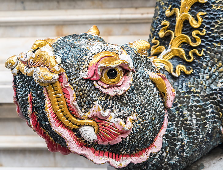 estátua, Chiang mai, Tailândia, Ásia, Templo de, cabeça, cara