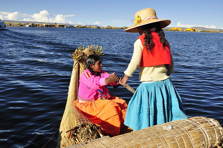 Perù, Titicaca, Lago, più, Bolivia, sud america, persone