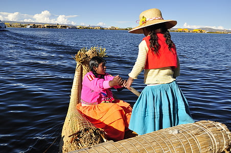 Peru, Titicaca, jezero, více, Bolívie, Jižní Amerika, lidé