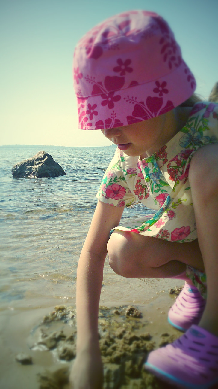 girl, beach, summer