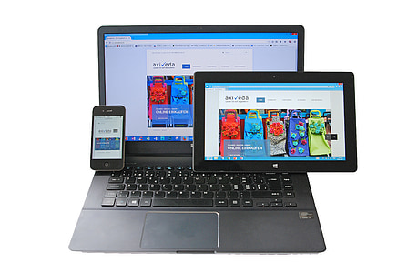 Notebook, Tablette, Smartphone, reagieren, Computer, Touch-screen, iPad