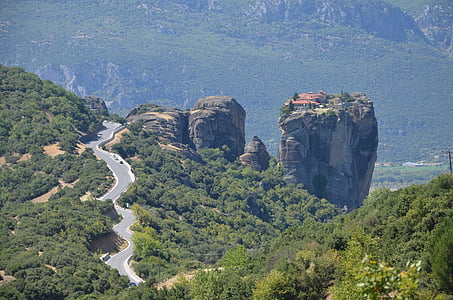 Meteora, Griekenland, Cliff, orthodoxe, landschap, Rock, berg