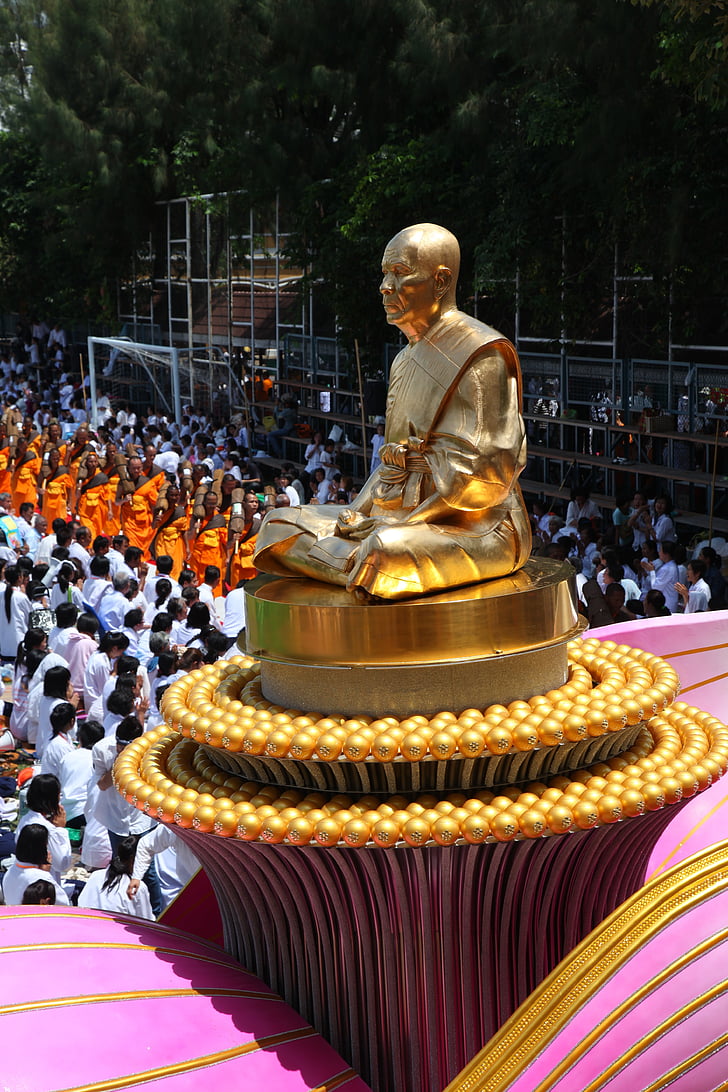 Budha, moine, Or, bouddhisme, phramongkolthepmuni, pagode de dhammakaya, Wat