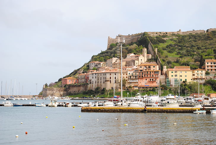 prístavné mesto, lode, Taliansko, Porto ercole, člny, vody, Riviera