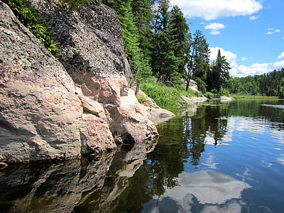 kanadiske skjold, innsjøen i skogen, Rock, prekambrium, Lake, Lakeside, Canada