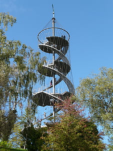 view, observation tower, tower, stuttgart, killesberg, park, green area