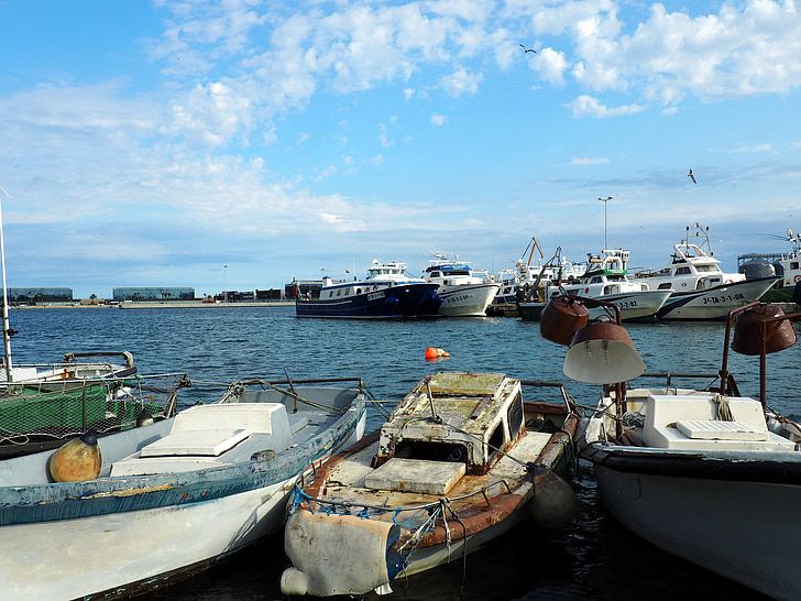 vissersboot, Spanje, Tarragona, poort, water, zee