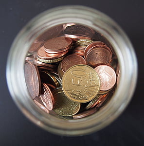 mynter, småpenger, penger, prosent, sparegrisen, Lagre, euro