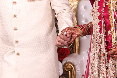 mannen, kvinna, Holding, s, hand, bruden, brudgummen