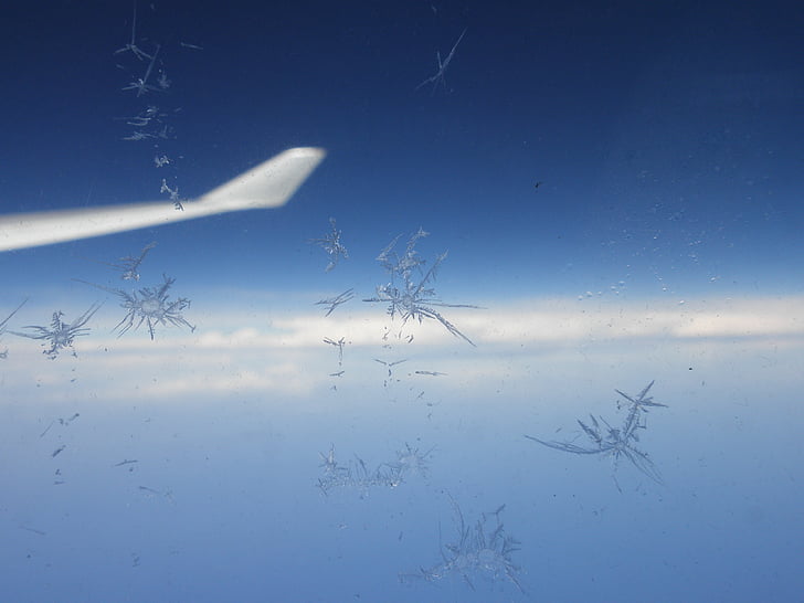 avion, Sky, bleu, gel, glace, aile, nuages