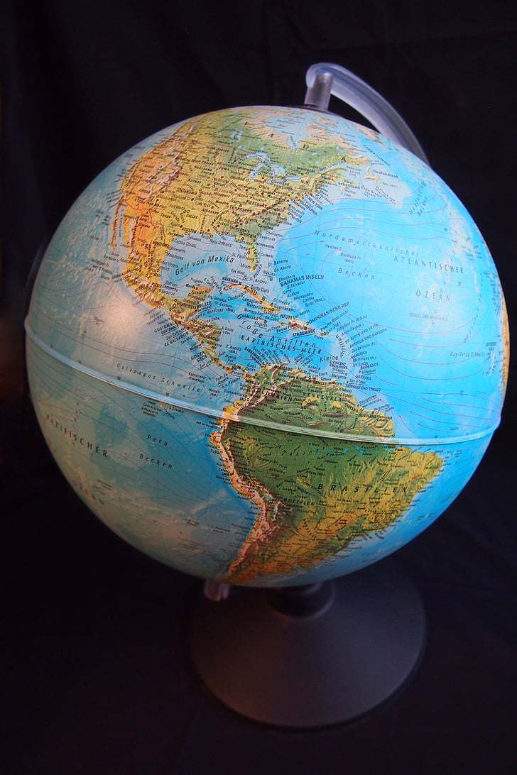 Globe, poolkera, Ameerikas, maailma, maailmakaardile