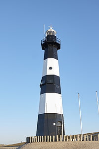 Lighthouse, Sky, Nordsjön, Holland, Nederländerna, Breskens, skymning