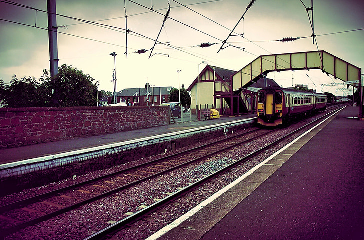 trein, Treinstation, platform, spoorwegen, bijhouden, wachten, leek